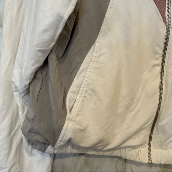 Zyia small zip jacket grey pink white pockets drawstring hooded activewear cozy - Picture 6 of 7